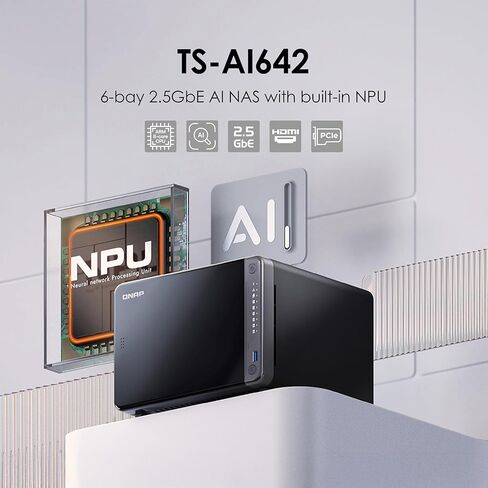 QNAP TS-AI642-8G-US 6 Bay AI NAS with a Power-efficient ARM Processor and NPU for AI-Powered Video and Image Recognition Applications (Diskless) in Saudi Arabia