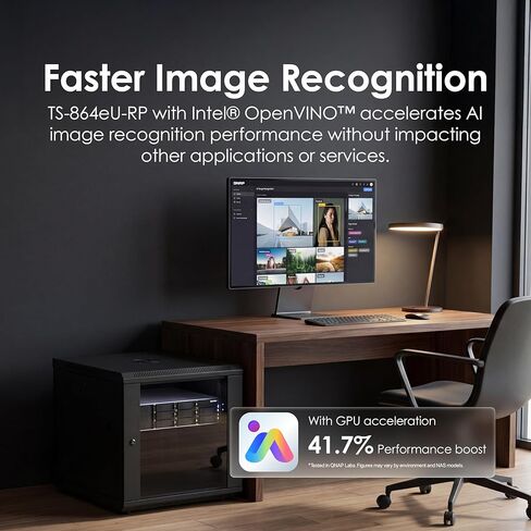 QNAP TS-864eU-8G-US 8 Bay عالي السرعة وقصير العمق على حامل NAS مع ثنائي 2.5 جيجا بايت، وحدة المعالجة المركزية Intel Celeron، ذاكرة DDR4 8 جيجا بايت واتصال شبكة 2.5 جيجا بايت (2.5 جيجا بايت/1 جيجا/100 متر) (بدون قرص) in Saudi Arabia