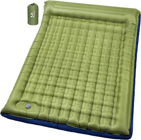 Double Sleeping Pad for Camping - 5.5" Ultra-Thick Camping Mattress with Pillow, Built-in Foot Pump, Compact 2-Person Portable Camping Mat for Backpacking, Hiking, Car Traveling, Beach, Tent in Saudi Arabia