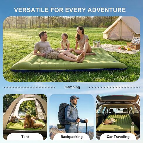 Double Sleeping Pad for Camping - 5.5" Ultra-Thick Camping Mattress with Pillow, Built-in Foot Pump, Compact 2-Person Portable Camping Mat for Backpacking, Hiking, Car Traveling, Beach, Tent in Saudi Arabia