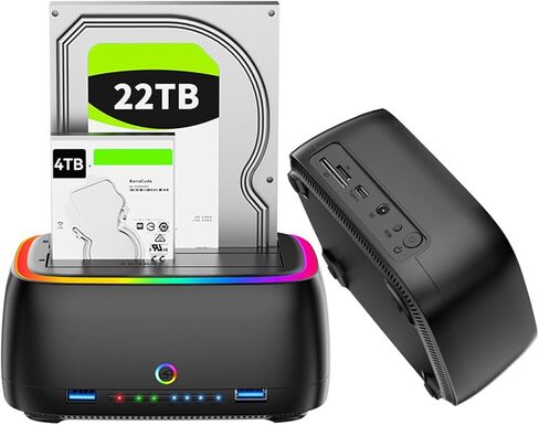 ناسخ محرك الأقراص الصلبة ثنائي الخليج/مستنسخ USB 3.0 إلى محطة إرساء SATA I/II/III، قاعدة توصيل HDD/SSD خارجية مع محور USB وقارئ بطاقة SD/TF لمحركات الأقراص 2.5/3.5 بوصة، دعم 20+ تيرابايت in Kuwait