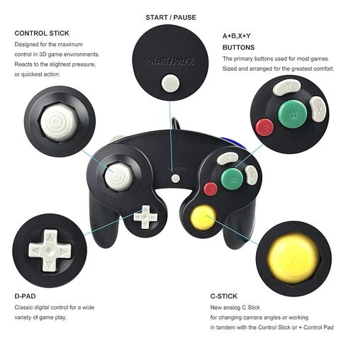 4 قطع من وحدات تحكم Gamecube السلكية مع محول USB 4 منافذ ومجموعة أسلاك تمديد 4 قطع لمكعب الألعاب، والتبديل، وWII، ووحدة تحكم Wii U، والكمبيوتر الشخصي (أحمر أزرق أخضر أسود) in Saudi Arabia