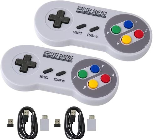 2-Pack 2.4G Wireless Retro Controller Suitable for SNES Classic Version (SNES Mini) or SFC Classic Version (SFC Mini), Joystick Game Controller with USB Wireless Receiver Supported for PC, MacBook in Saudi Arabia