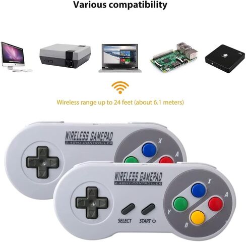 2-Pack 2.4G Wireless Retro Controller Suitable for SNES Classic Version (SNES Mini) or SFC Classic Version (SFC Mini), Joystick Game Controller with USB Wireless Receiver Supported for PC, MacBook in Saudi Arabia
