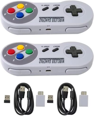 2-Pack 2.4G Wireless Retro Controller Suitable for SNES Classic Version (SNES Mini) or SFC Classic Version (SFC Mini), Joystick Game Controller with USB Wireless Receiver Supported for PC, MacBook in Saudi Arabia