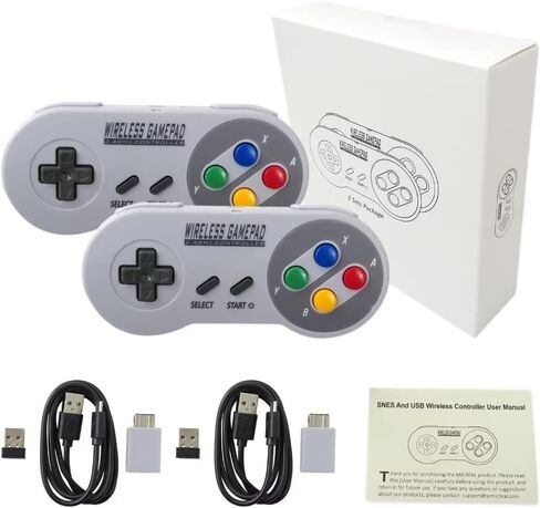 2-Pack 2.4G Wireless Retro Controller Suitable for SNES Classic Version (SNES Mini) or SFC Classic Version (SFC Mini), Joystick Game Controller with USB Wireless Receiver Supported for PC, MacBook in Saudi Arabia