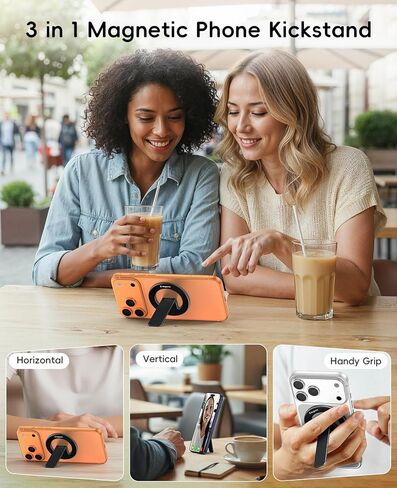 Magnetic Phone Stand Grip, for MagSafe Slim Removable Cell Phone Kickstand Holder, 360° Rotate & Adjustable for Hands-Free Viewing, Video Calls for iPhone 17/16/15/14/13 Galaxy Tablet, Black in Saudi Arabia