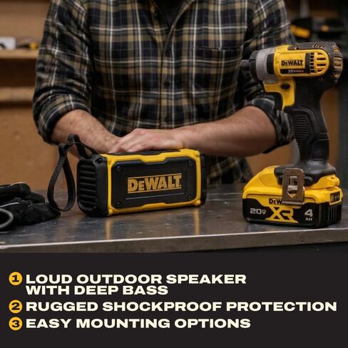 DEWALT Heavy Duty Magnetic ToughSound Pro Bluetooth Speaker – 22W Jobsite Wireless Portable Speaker w/Built-in Magnets, IP67 Dust & Waterproof, 14H Runtime, Auracast Multi-Speaker Linking & EQ Modes in Saudi Arabia