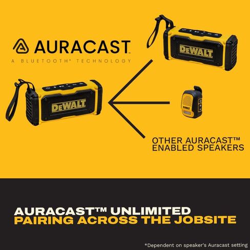 DEWALT Heavy Duty Magnetic ToughSound Pro Bluetooth Speaker – 22W Jobsite Wireless Portable Speaker w/Built-in Magnets, IP67 Dust & Waterproof, 14H Runtime, Auracast Multi-Speaker Linking & EQ Modes in Saudi Arabia