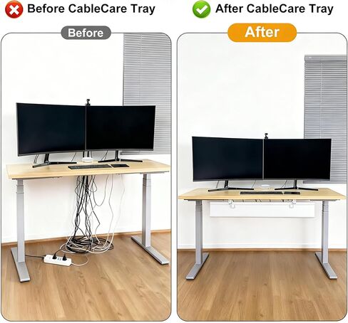 Oxford Cloth Under Desk Cable Management Tray,No-Drill 48" Desk Cable Management Organizer with Clip/Screw Installation,Fabric Cable Management for Home,Office & Gaming Computer(White) in Saudi Arabia
