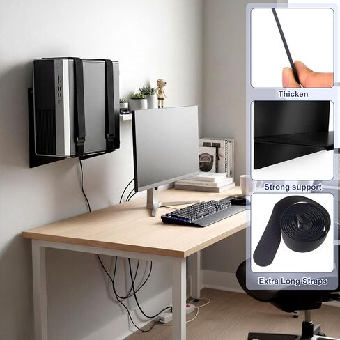 Universal Computer Mount, PC Wall Mount CPU Holder Electronics Support Bracket Metal with Adjustable Strap for Computer, CPU, UPS, Cable Boxes, Tower Mounting Application, 10 x 10 x 6 Inch in Saudi Arabia