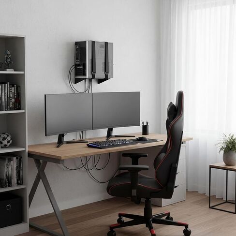 Universal Computer Mount, PC Wall Mount CPU Holder Electronics Support Bracket Metal with Adjustable Strap for Computer, CPU, UPS, Cable Boxes, Tower Mounting Application, 10 x 10 x 6 Inch in Saudi Arabia