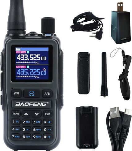 Baofeng UV-5R Mini Dual Band Two-Way Radio with Earpiece, 5W High Power, 999 Channels, Bluetooth Programmable with NOAA Weather Alert, USB-C Fast Charging for Outdoor Emergency Hunting, Grey 1 Pack in Saudi Arabia