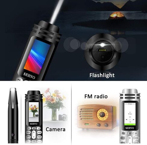قلم هاتف محمول صغير مزود بتقنية البلوتوث بشاشة صغيرة 0.96 بوصة يدعم الهاتف المحمول GSM ثنائي الشريحة بحد أقصى 32 جيجا TF مع كاميرا ومصباح يدوي ومشغل موسيقى وراديو قابل لإعادة الشحن (أسود) in Kuwait