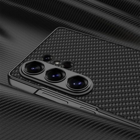 حافظة Lunivop متوافقة مع حافظة Samsung Galaxy S26 Ultra ولوحة خلفية من جلد البولي يوريثان مع واقي مدمج قابل للتعديل وغطاء هاتف نحيف لهاتف Samsung Galaxy S26 Ultra 6.9 بوصة (ألياف الكربون) in Kuwait