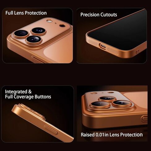Suitable for iPhone 17 Pro Max Slim Matte Phone Case,Anti-Fingerprint Protective Cover with Camera Protection, Lightweight Skin-Friendly PC Phone case Transparent Back (Orange) in Saudi Arabia