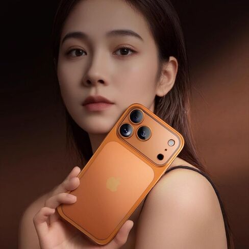 Suitable for iPhone 17 Pro Max Slim Matte Phone Case,Anti-Fingerprint Protective Cover with Camera Protection, Lightweight Skin-Friendly PC Phone case Transparent Back (Orange) in Saudi Arabia