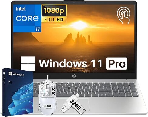 كمبيوتر محمول HP 15 للعمل، شاشة لمس عالية الدقة 15.6 بوصة، ذاكرة وصول عشوائي 32 جيجابايت، 1 تيرابايت SSD، Intel 10-Core i7-1255U، عمر بطارية طويل، كاميرا HD، HDMI، Win 11 Pro، ترخيص MS Office مدى الحياة، مع ملحقات إضافية in Saudi Arabia