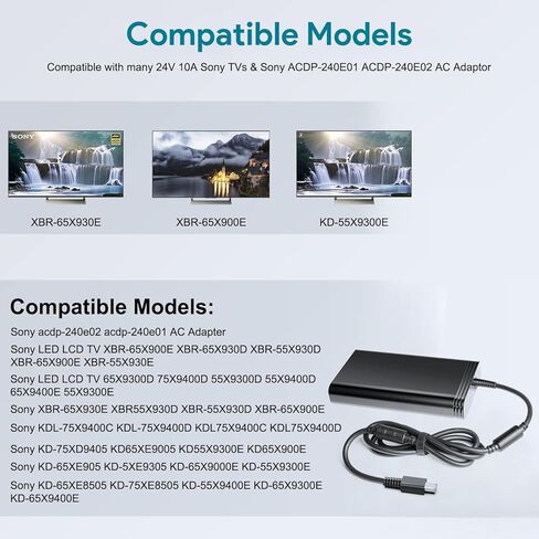 TAIFU 24V 10A AC محول شاحن سوني 5X9400E 65X9400E 55X930D 55X930E 65X930D 65X900E 65X905E 75X900E 75X900E ACDP-240E01ACDP-240E02 4K LED TV Sony سلك إمداد الطاقة 55X9400E in Kuwait