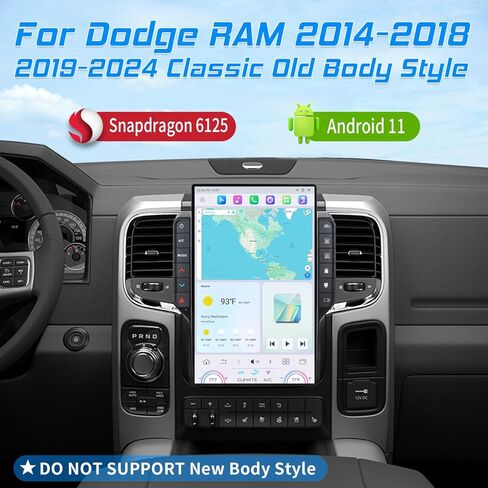راديو سيارة Cidava 13 بوصة لسيارة Dodge RAM 2014-2018 و2019-2024 RAM طراز كلاسيكي قديم للجسم، ستيريو سيارة على شكل T مع CarPlay لاسلكي/Android Auto، تمهيد سريع، DSP & EQ مطور، 4G LTE، 8+128 جيجابايت in Saudi Arabia