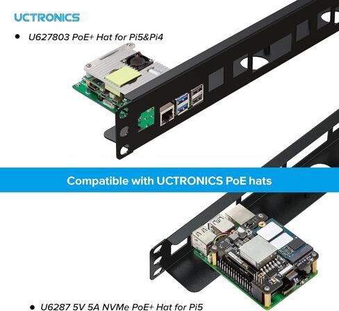 UCTRONICS Heavy-Duty Carbon Steel 1U Rack Mount for Raspberry Pi, 19" Rackmount, Supports 1-4 Units of Raspberry Pi 5/4B/3B/B+ in Saudi Arabia