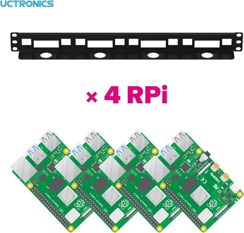UCTRONICS Heavy-Duty Carbon Steel 1U Rack Mount for Raspberry Pi, 19" Rackmount, Supports 1-4 Units of Raspberry Pi 5/4B/3B/B+ in Saudi Arabia