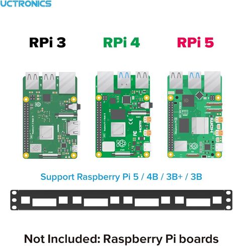 UCTRONICS Heavy-Duty Carbon Steel 1U Rack Mount for Raspberry Pi, 19" Rackmount, Supports 1-4 Units of Raspberry Pi 5/4B/3B/B+ in Saudi Arabia