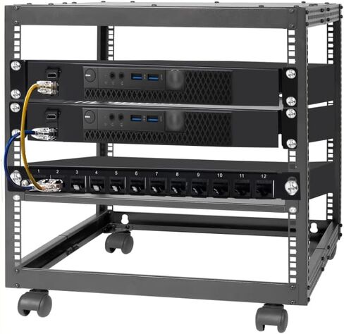 حامل حامل 1U مقاس 19 بوصة لجهاز Dell OptiPlex Micro Form Factor Case رف خادم مفصلي شديد التحمل مع منفذ RJ45 CAT6 ومنفذ HDMI حامل صغير للكمبيوتر الشخصي لخزانة أو رف مقاس 19 بوصة in Kuwait