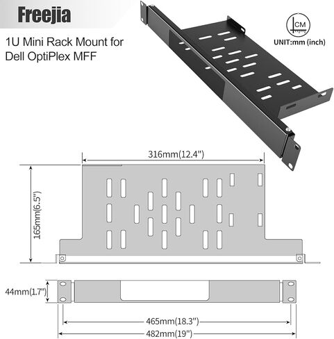 حامل حامل 1U مقاس 19 بوصة لجهاز Dell OptiPlex Micro Form Factor Case رف خادم مفصلي شديد التحمل مع منفذ RJ45 CAT6 ومنفذ HDMI حامل صغير للكمبيوتر الشخصي لخزانة أو رف مقاس 19 بوصة in Kuwait