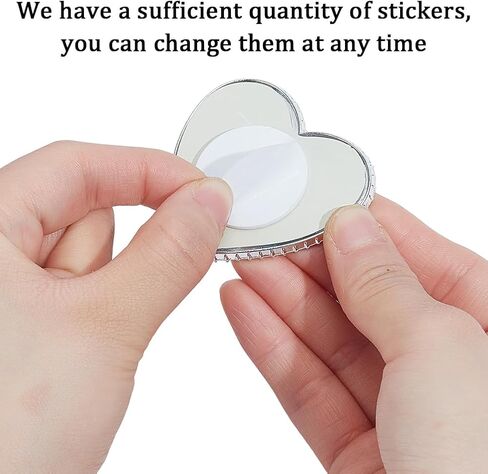 CREATCABIN 4Pcs 2 Colors Heart Phone Case Mirror Cellphone Mirror Stick On Glass Adhesive Bling Love Hearts Makeup Decal with Gold Silver Zinc Alloy Frame for Smartphone Charm Back 2.3 x Inch in Saudi Arabia
