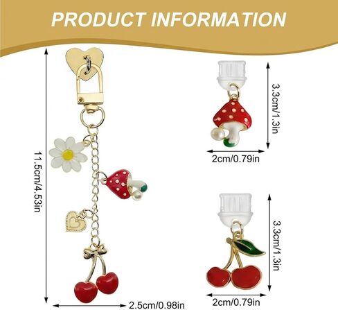 3 PCS Charm Chain for Kindle, Cute Cherry Kindle Type C Dust Plug Charm for E-Reader, Phone Charm Bracelets Gift for Book Lover Charms in Saudi Arabia