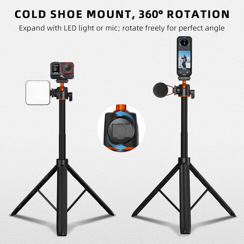 حامل ثلاثي لـ Insta360 X5 ACE Pro 2، عصا سيلفي 55 بوصة سريعة الإصدار، قضيب تمديد للمكتب، حامل مقبض محمول مع حذاء بارد لـ Insta 360 X5، ACE Pro 2، X4 ملحقات الهواء in Saudi Arabia