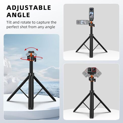 حامل ثلاثي لـ Insta360 X5 ACE Pro 2، عصا سيلفي 55 بوصة سريعة الإصدار، قضيب تمديد للمكتب، حامل مقبض محمول مع حذاء بارد لـ Insta 360 X5، ACE Pro 2، X4 ملحقات الهواء in Saudi Arabia