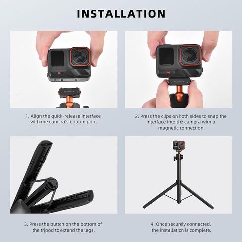 حامل ثلاثي لـ Insta360 X5 ACE Pro 2، عصا سيلفي 55 بوصة سريعة الإصدار، قضيب تمديد للمكتب، حامل مقبض محمول مع حذاء بارد لـ Insta 360 X5، ACE Pro 2، X4 ملحقات الهواء in Saudi Arabia