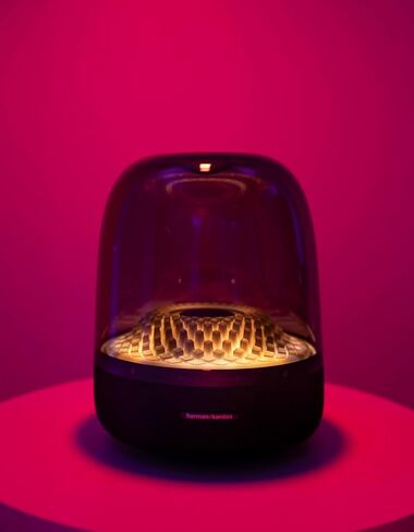 Harman Aura Studio 4 Bluetooth Speaker – Premium 360° Home Audio Speaker with Built-in Subwoofer, Wireless Bluetooth Streaming, Ambient Light Effects, Deep Bass Surround Sound for Living Room in Saudi Arabia