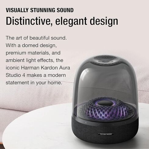Harman Aura Studio 4 Bluetooth Speaker – Premium 360° Home Audio Speaker with Built-in Subwoofer, Wireless Bluetooth Streaming, Ambient Light Effects, Deep Bass Surround Sound for Living Room in Saudi Arabia