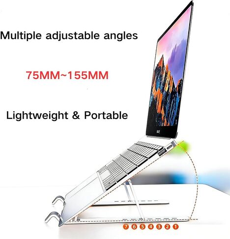 Laptop Stand for Desk, Adjustable Laptop Riser ABS+Silicone Foldable Portable Notebook Holder, Ventilated Cooling Notebook Mount Computer Stand for 10-15.6" Laptops in Saudi Arabia