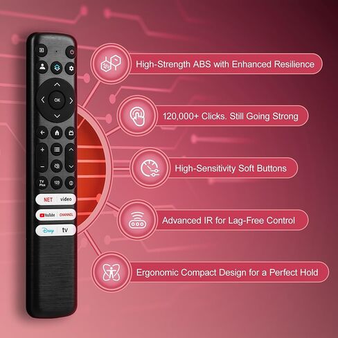 جهاز التحكم عن بعد Google TCL العالمي متوافق مع أجهزة التلفاز الذكية TCL Google 4K UHD HDR LED QLED QD-Mini LED كاملة الدقة لسلسلة QM8/QM7/S5/S4/S3/Q7/Q6/Q5، لا يتطلب الاقتران in Kuwait