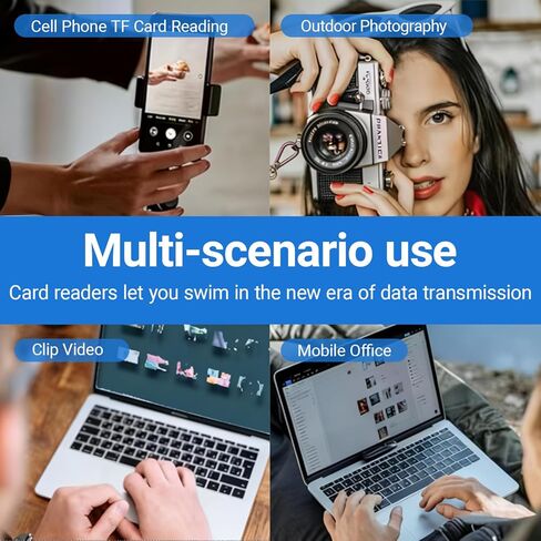 USB3.0 Micro SD Card Reader 5Gbps 2-in-1 USB Adapter for SDXC SDHC MicroSD UHS-I Cards, Compact Transfer for Laptop Camera, Black in Saudi Arabia