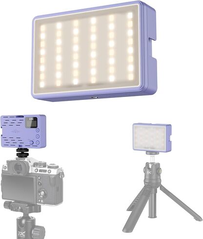 JJC 2600mAh Magnetic RGB LED Light Flash Attachment for Sony ZV-E10 II ZVE10 ZV-1 II ZV-1F ZV1 ZV1F A6600 A6000, Canon EOS R100 R50 M50 & More Cameras, 2500K-8500K, 360° Full RGB, Rechargeable, Purple in Saudi Arabia