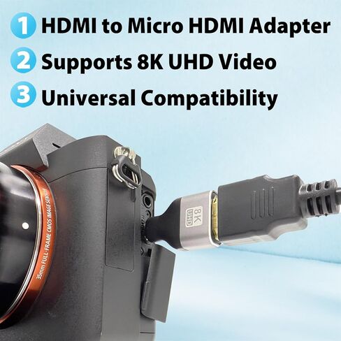 Cyberguys! Micro HDMI to HDMI Adapter 2-Pack, 8K@60Hz UHD MicroHDMI Adapter, Gold-Plated, High-Speed for GoPro, Raspberry Pi 4, Sony A6000, Nikon B500, DSLR Camera, Tablet, Monitor, Projector in Saudi Arabia