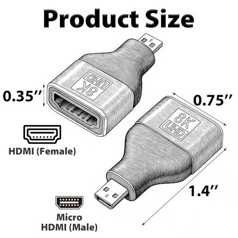 Cyberguys! Micro HDMI to HDMI Adapter 2-Pack, 8K@60Hz UHD MicroHDMI Adapter, Gold-Plated, High-Speed for GoPro, Raspberry Pi 4, Sony A6000, Nikon B500, DSLR Camera, Tablet, Monitor, Projector in Saudi Arabia