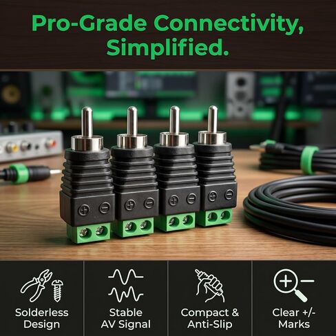 MOBOREST RCA إلى محول سلك مكبر الصوت - قابس ذكر RCA بدون لحام إلى موصل طرفي برغي AV لإصلاح كابل الصوت والفيديو CCTV وDIY (6 ذكر + 4 أنثى) in Saudi Arabia