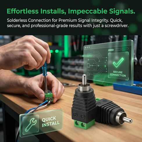 MOBOREST RCA إلى محول سلك مكبر الصوت - قابس ذكر RCA بدون لحام إلى موصل طرفي برغي AV لإصلاح كابل الصوت والفيديو CCTV وDIY (6 ذكر + 4 أنثى) in Saudi Arabia