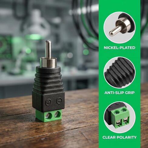 MOBOREST RCA إلى محول سلك مكبر الصوت - قابس ذكر RCA بدون لحام إلى موصل طرفي برغي AV لإصلاح كابل الصوت والفيديو CCTV وDIY (6 ذكر + 4 أنثى) in Saudi Arabia