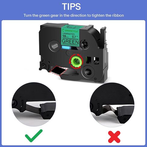 GREENCYCLE متوافق مع 3/4 بوصة (18 مم) × 8 متر TZ741 TZe741 TZ-741 TZe-741 شريط AZE مصفح لمكعب Ptouch PT-D400 PT-D600 PT-D400AD PT2730VP صانع الملصقات (أسود على أخضر، 10 عبوات) in Kuwait