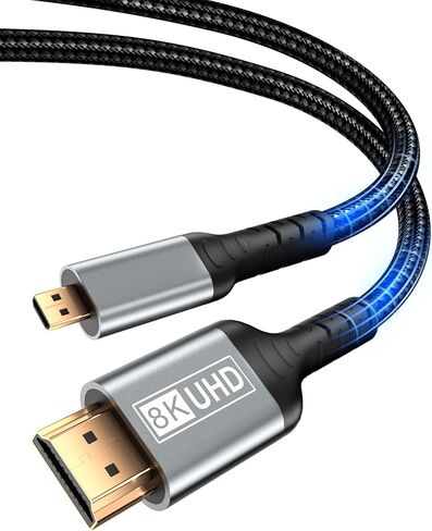 كابل Micro HDMI إلى HDMI بطول 6.6 أقدام، سلك محول Micro HDMI 2.1، 48 جيجابت في الثانية 8K@60 هرتز 4K@240 هرتز يدعم HDR eARC Dolby متوافق مع الكاميرا، Raspberry Pi 5 4، GoPro Hero 7/6، الكمبيوتر اللوحي، الكمبيوتر المحمول in Kuwait