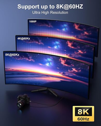 كابل Micro HDMI إلى HDMI بطول 6.6 أقدام، سلك محول Micro HDMI 2.1، 48 جيجابت في الثانية 8K@60 هرتز 4K@240 هرتز يدعم HDR eARC Dolby متوافق مع الكاميرا، Raspberry Pi 5 4، GoPro Hero 7/6، الكمبيوتر اللوحي، الكمبيوتر المحمول in Kuwait