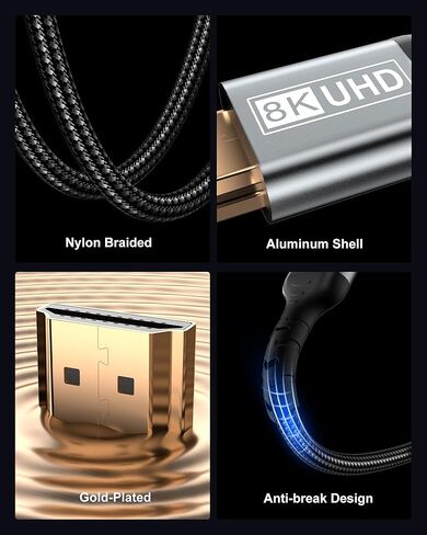 كابل Micro HDMI إلى HDMI بطول 6.6 أقدام، سلك محول Micro HDMI 2.1، 48 جيجابت في الثانية 8K@60 هرتز 4K@240 هرتز يدعم HDR eARC Dolby متوافق مع الكاميرا، Raspberry Pi 5 4، GoPro Hero 7/6، الكمبيوتر اللوحي، الكمبيوتر المحمول in Kuwait