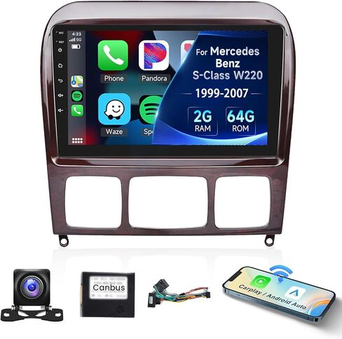 [4G+64G] Car Stereo for Mercedes Benz S-Class W220 S280 S320 S350 S400 S430 S500 S600 S55 AMG 1999-2007,5GWiFi/Android 15/Wireless Carplay Android Auto,9" Incell Touch Screen Radio,GPS,DSP,SWC in Saudi Arabia